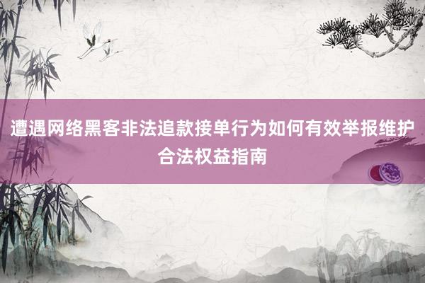 遭遇网络黑客非法追款接单行为如何有效举报维护合法权益指南