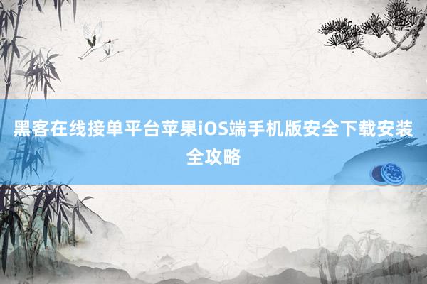 黑客在线接单平台苹果iOS端手机版安全下载安装全攻略