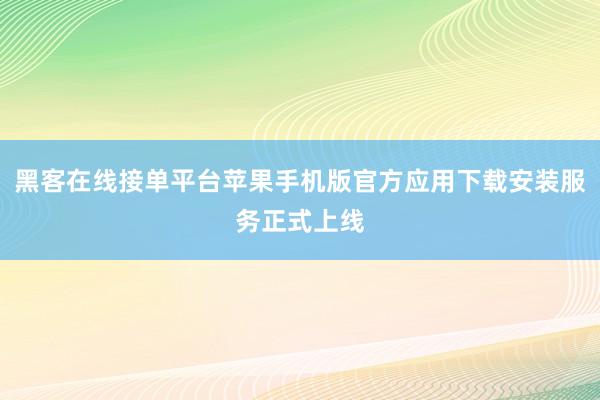 黑客在线接单平台苹果手机版官方应用下载安装服务正式上线